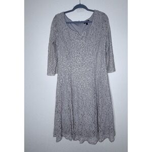 Ignite Evenings Sequin Midi Dress Womens 16 Taupe Mother of Bride Dress Formal